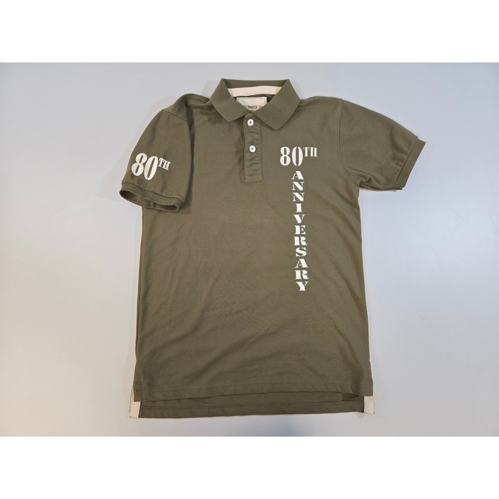 Paratrooper Inc Mens 80th Anniversary D-Day Normandy Polo Shirt Olive Green Med